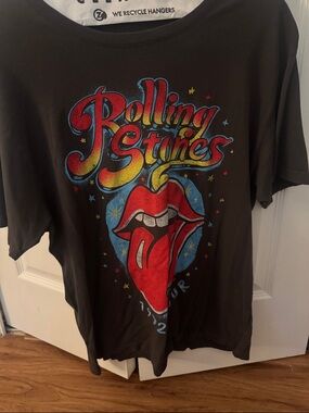Daydreamer Rolling Stones Black Tee with Red, Yellow & Blue Graphic